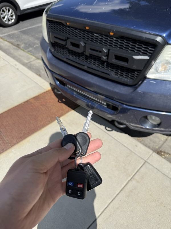 Ram truck keys cut and programmed in a driveway in the Treasure Valley