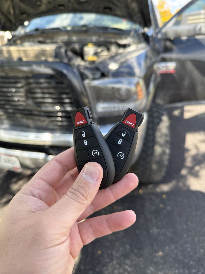 Pair of Dodge Ram fobik key fobs replaced and programmed on site
